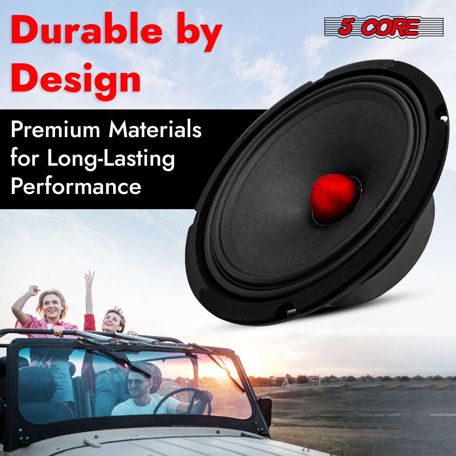 5Core 8 Inch Midrange Door Speaker 500W Subwoofer W Aluminum Bullet 4Ω Sub Woofer