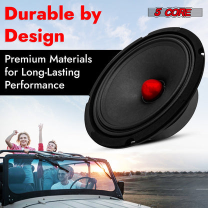 5Core 8 Inch Midrange Door Speaker 500W Subwoofer W Aluminum Bullet 4Ω Sub Woofer